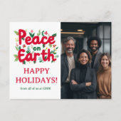 PEACE ON EARTH BUSINESS CUSTOM PHOTO Holiday Briefkaart (Voorkant)