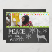 Peace on Earth Chalkboard Holiday Photo Card Feestdagenkaart (Voorkant / Achterkant)