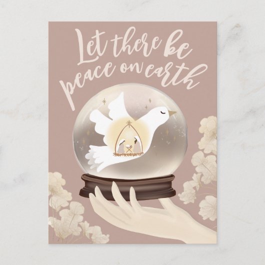 Peace on Earth Christelijke Geboorte Sneeuw Wereld Briefkaart (Voorkant)