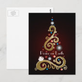 Peace on Earth citaat met gouden kerstboom Briefkaart (Voorkant / Achterkant)
