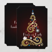 Peace on Earth citaat met gouden kerstboom Feestdagenkaart (Voorkant / Achterkant)