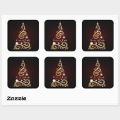 Peace on Earth citaat met gouden kerstboom Vierkante Sticker (Vel)