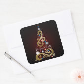 Peace on Earth citaat met gouden kerstboom Vierkante Sticker (Envelop)