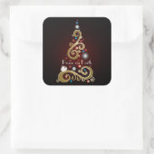 Peace on Earth citaat met gouden kerstboom Vierkante Sticker (Tas)