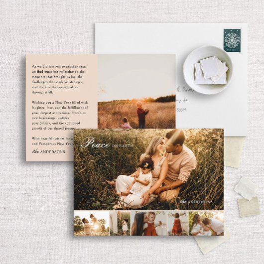 Peace on Earth Classic Multi-Photo Holiday Kaart
