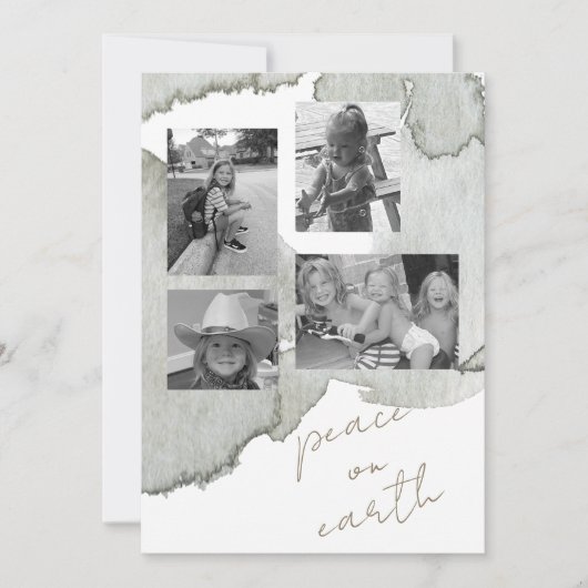 Peace on Earth Collage B/W Foto II Feestdagenkaart (Voorkant)