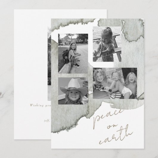 Peace on Earth Collage B/W Foto II Feestdagenkaart (Voorkant / Achterkant)