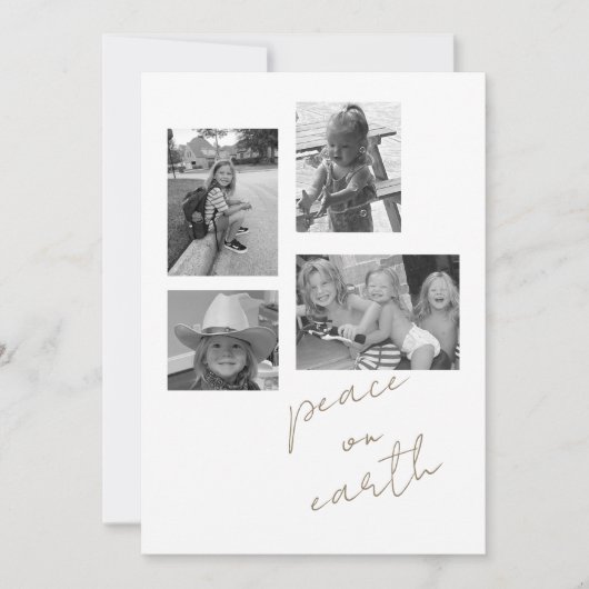 Peace on Earth Collage B/W Foto Platte Vakantie Ka Feestdagenkaart (Voorkant)