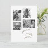 Peace on Earth Collage B/W Foto Platte Vakantie Ka Feestdagenkaart (Staand voorkant)
