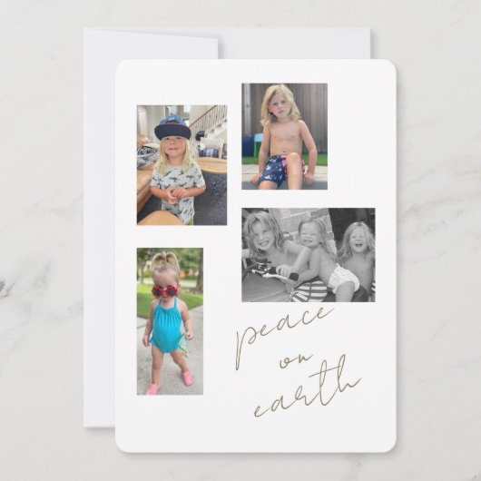 Peace on Earth Collage Foto II Platte vakantie Kaa Feestdagenkaart (Voorkant)