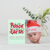 PEACE ON EARTH CUSTOM FOTO KERST KAART (Staand voorkant)