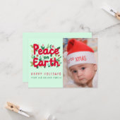 PEACE ON EARTH CUSTOM FOTO KERST KAART (Voorkant / Achterkant in situ)