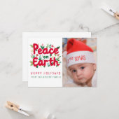 PEACE ON EARTH CUSTOM FOTO KERST KAART (Voorkant / Achterkant in situ)