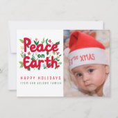 PEACE ON EARTH CUSTOM FOTO KERST KAART (Voorkant)