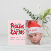 PEACE ON EARTH CUSTOM FOTO KERST KAART (Staand voorkant)