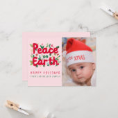 PEACE ON EARTH CUSTOM FOTO KERST KAART (Voorkant / Achterkant in situ)