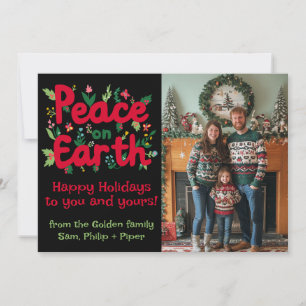 PEACE ON EARTH CUSTOM PHOTO FEESTDAGEN FEESTDAGENKAART