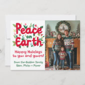 PEACE ON EARTH CUSTOM PHOTO FEESTDAGEN FEESTDAGENKAART (Voorkant)