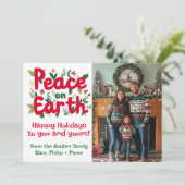 PEACE ON EARTH CUSTOM PHOTO FEESTDAGEN FEESTDAGENKAART (Staand voorkant)