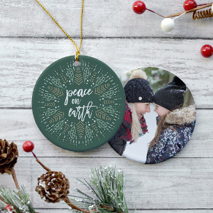 Peace on Earth Double-Sided Holiday Foto Keramisch Ornament