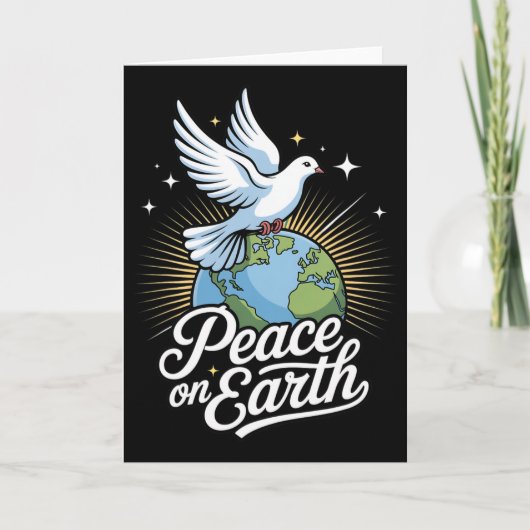 Peace On Earth Dove And Globe Faith Christmas  Kaart (Voorkant)