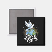 Peace On Earth Dove And Globe Faith Christmas  Magneet (Voorkant / Achterkant)