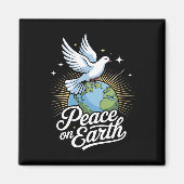 Peace On Earth Dove And Globe Faith Christmas  Magneet (Voorkant)