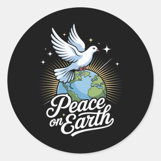 Peace On Earth Dove And Globe Faith Christmas  Ronde Sticker (Voorkant)