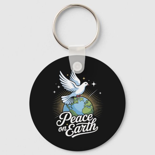 Peace On Earth Dove And Globe Faith Christmas  Sleutelhanger (Voorkant)