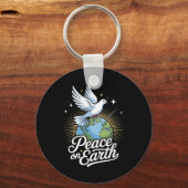 Peace On Earth Dove And Globe Faith Christmas  Sleutelhanger (Voorkant)