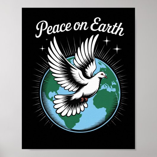 Peace On Earth Dove And Globe Faith Christmas Spir Poster (Voorkant)