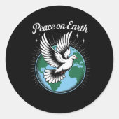 Peace On Earth Dove And Globe Faith Christmas Spir Ronde Sticker (Voorkant)