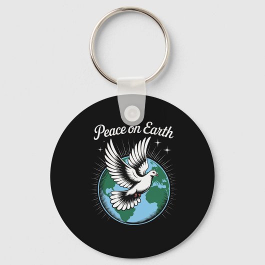 Peace On Earth Dove And Globe Faith Christmas Spir Sleutelhanger (Voorkant)