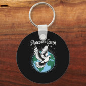 Peace On Earth Dove And Globe Faith Christmas Spir Sleutelhanger (Voorkant)