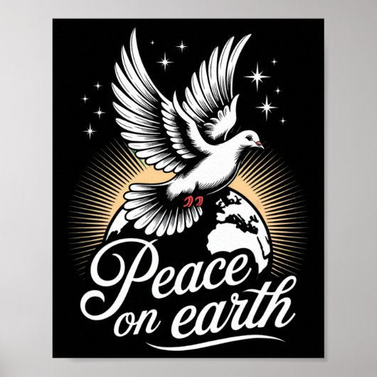 Peace On Earth Dove And Globe Peaceful Christmas  Poster (Voorkant)