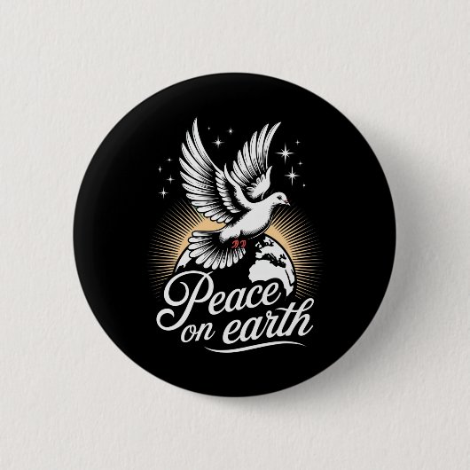 Peace On Earth Dove And Globe Peaceful Christmas Ronde Button 5,7 Cm (Voorkant)