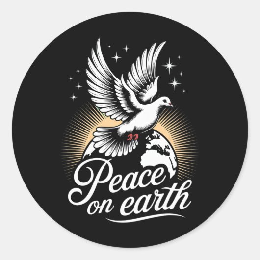 Peace On Earth Dove And Globe Peaceful Christmas Ronde Sticker (Voorkant)