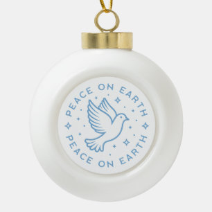 Peace on earth dove blauw esthetisch Christelijk Keramische Bal Ornament