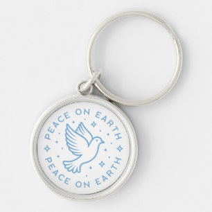 Peace on earth dove blauw esthetisch Christelijk m Sleutelhanger