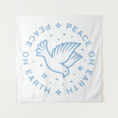 Peace on earth dove blauw esthetisch Christelijk m Wandkleed (Voorkant (horizontaal))
