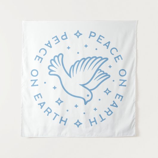 Peace on earth dove blauw esthetisch Christelijk m Wandkleed (Voorkant (horizontaal))