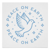 Peace on earth dove blauw esthetisch Christelijk Perfect Poster (Voorkant)