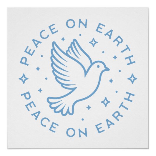 Peace on earth dove blauw esthetisch Christelijk Perfect Poster (Voorkant)