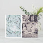 Peace on Earth Dove Blue Photo Christmas Kaart (Staand voorkant)