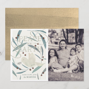 Peace on Earth Dove Cream Foto Kerst Kaart