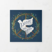 Peace on Earth Dove Holiday Photo Tri-Fold Kaart (Cover)