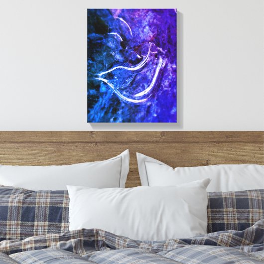 "Peace on Earth" dove ijspatronen canvas (Insitu (Slaapkamer))