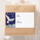 Peace on Earth Dove-Label voor kerstcadeaus Etiket (Insitu)