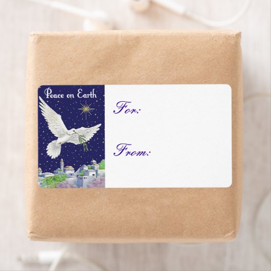 Peace on Earth Dove-Label voor kerstcadeaus Etiket (Insitu)