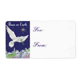 Peace on Earth Dove-Label voor kerstcadeaus Etiket